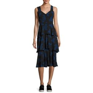 A.L.C Silk Luna tiered midi dress | Blue paisley